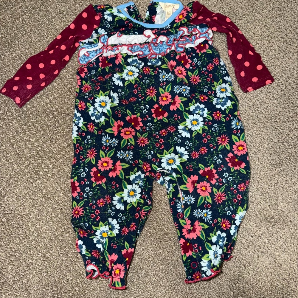 Matilda Jane Floral Bodysuit with Polka Dot Sleeves